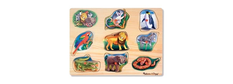 Kinderpuzzel met dierentuin dieren en geluid