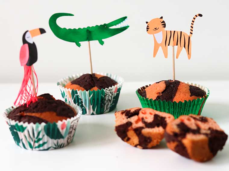 Tijger traktatie - een beestachtig leuke én lekkere cupcake met tijgerprint