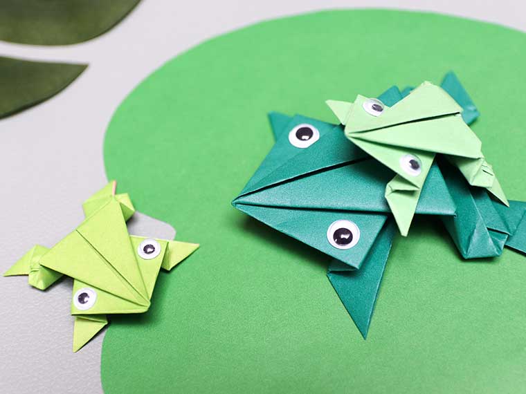 Kikker vouwen - Stap voor stap een origami kikker knutselen.