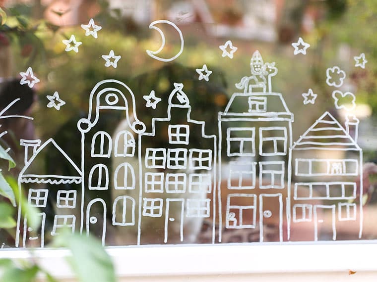 Sinterklaas raamtekening | Gratis Sinterklaas sjablonen om over te trekken op het raam!