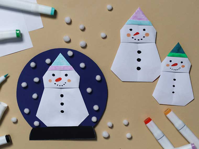 Sneeuwpop vouwen - Maak stap voor stap een origami sneeuwpop!